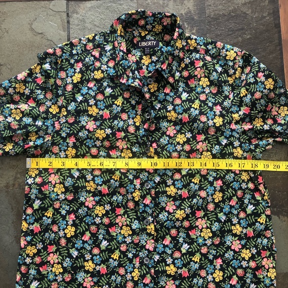 LIBERTY Women's Button Front Shirt Floral Dark Long Sleeve Collared US Size 6 - Picture 11 of 14